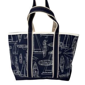 Rare Vintage LL Bean Sailboat Pattern Canvas Boat And Tote Large Nautical